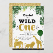 Wild One Party Animals 1st Birthday Invitation 招待状 (正面/裏面)