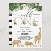 Wild One Party Animals 1st Birthday Invitation 招待状 (正面/裏面)