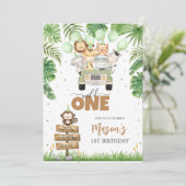 Wild One Party Animals Kids 1st Birthday 招待状 (スタンド正面)