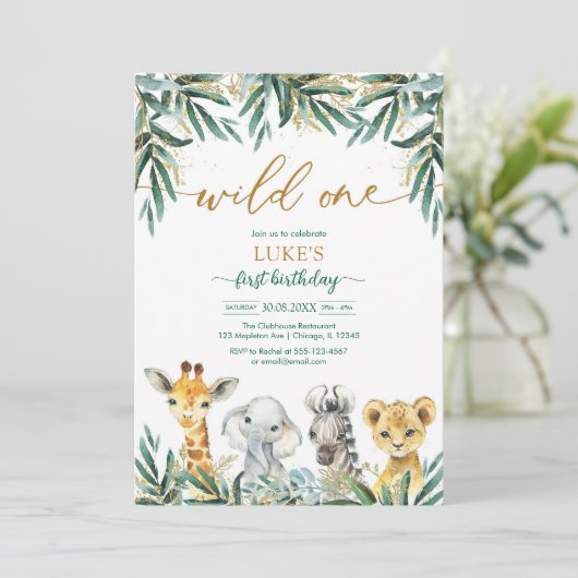 Wild One Party Animals Kids Birthday Invitation 招待状 (スタンド正面)