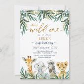 Wild One Party Animals Kids Birthday Invitation 招待状 (正面)