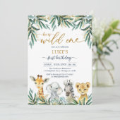 Wild One Party Animals Kids Birthday Invitation 招待状 (スタンド正面)