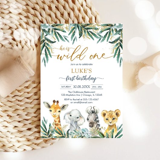 Wild One Party Animals Kids Birthday Invitation 招待状