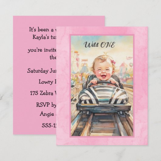 Wild ONE Party Digital Download Invitation 招待状 (正面/裏面)