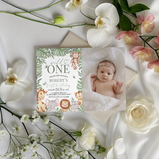 Wild One Photo Birthday Invite 招待状