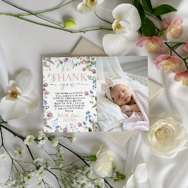 Wild One Photo Birthday Thank You Card 招待状