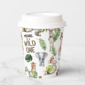 WIld one Safariをテーマにした男の子1歳の誕生日 紙コップ (正面)