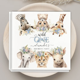 Wild One Safari ジャングルの少年 1歳の誕生日 ナプキン スタンダードカクテルナプキン