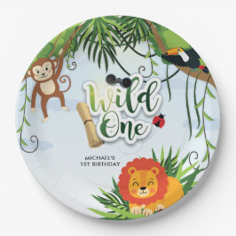 Wild One Safari ジャングル トロピカル ベビーシャワー ペーパープレート