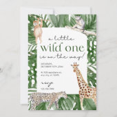 Wild One Safari ベビーシャワー招待状 ジャングル動物 招待状 (正面)