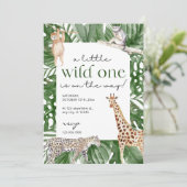 Wild One Safari ベビーシャワー招待状 ジャングル動物 招待状 (スタンド正面)