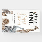 Wild One Safari 初めての誕生日パーティー 横断幕 (横)