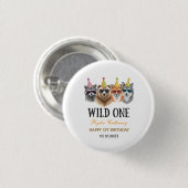 Wild One Safari 初めての誕生日 – ジャングルの動物 缶バッジ (正面&裏面)