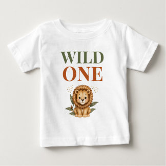 Wild One Safari 初誕生日おめでとう ベビーTシャツ