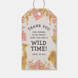 Wild One Safari 女子の誕生日 ピンク ゴールド エクリュ ギフトタグ