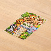 Wild One Safari 誕生日招待状 | かわいいジャングル アクリル招待状 (レイダウン)
