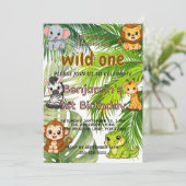 Wild One Safari 1歳の誕生日招待状 | かわいいJun 招待状 (スタンド正面)
