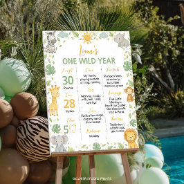 Wild One Safari 1st Birthday Milestone Sign ポスター
