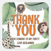 Wild One Safari 1st Birthday Party Thank You スクエアシール (正面)