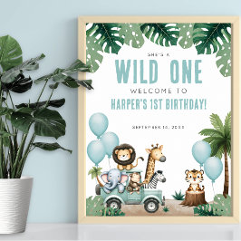 Wild One Safari 1st Birthday Welcome ポスター