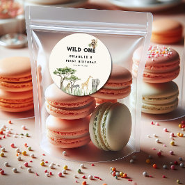 Wild One Safari Animal Birthday ラウンドシール