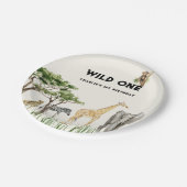 Wild One Safari Animal Birthday Party ペーパープレート (アングル)