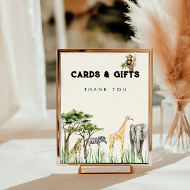 Wild One Safari Animal Birthday Table Top Sign フォトプリント