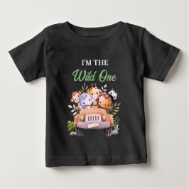 Wild One Safari Animals バースデー ブラック ベビーTシャツ