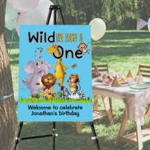 Wild One Safari Animals 1st Birthday cartoon