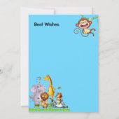 Wild One Safari Animals 1st Birthday cartoon 招待状 (裏面)