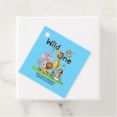Wild One Safari Animals 1st Birthday cartoon Invit フェイバータグ (インサイチュ)