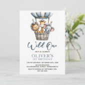 Wild One Safari Animals 1st Birthday Party 招待状 (スタンド正面)