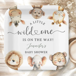 Wild One Safari Animals Baby Shower ペーパープレート