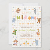 Wild One Safari Animals Baby Shower 招待状 (正面)