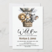 Wild One Safari Animals Baby Shower 招待状 (正面)