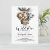 Wild One Safari Animals Baby Shower 招待状 (スタンド正面)
