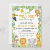Wild One Safari Animals Baby Shower 招待状 (正面)