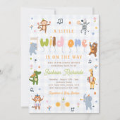 Wild One Safari Animals Baby Shower 招待状 (正面)