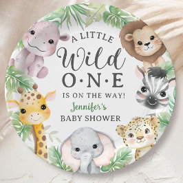 Wild One Safari Animals Baby Shower Gender Neutral ペーパープレート