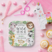Wild One Safari Animals Baby Shower Gender Neutral ペーパープレート (パーティー)