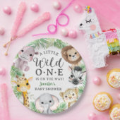 Wild One Safari Animals Baby Shower Gender Neutral ペーパープレート (パーティー)