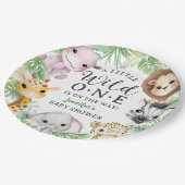 Wild One Safari Animals Baby Shower Gender Neutral ペーパープレート (アングル)