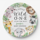 Wild One Safari Animals Baby Shower Gender Neutral ペーパープレート (正面)