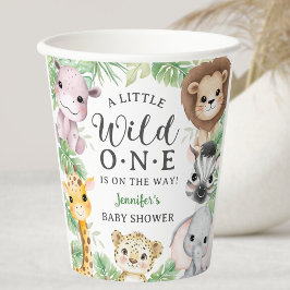 Wild One Safari Animals Baby Shower Gender Neutral 紙コップ