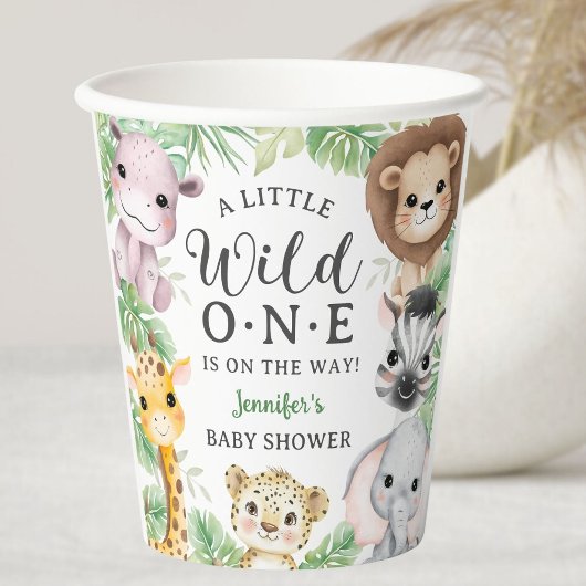 Wild One Safari Animals Baby Shower Gender Neutral 紙コップ