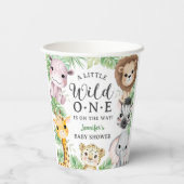 Wild One Safari Animals Baby Shower Gender Neutral 紙コップ (裏面)