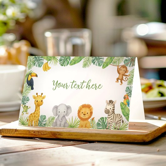 Wild One Safari Animals Birthday Food Tent プレイスカード