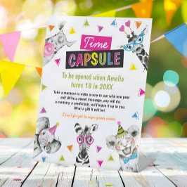 Wild One Safari Animals Birthday Time Capsule Sign 台座サイン