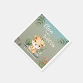 Wild One Safari Animals Cute Tiger 1st Birthday スタンダードカクテルナプキン (角)