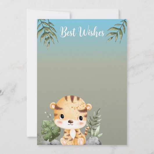 Wild One Safari Animals Cute Tiger 1st Birthday 招待状 (裏面)